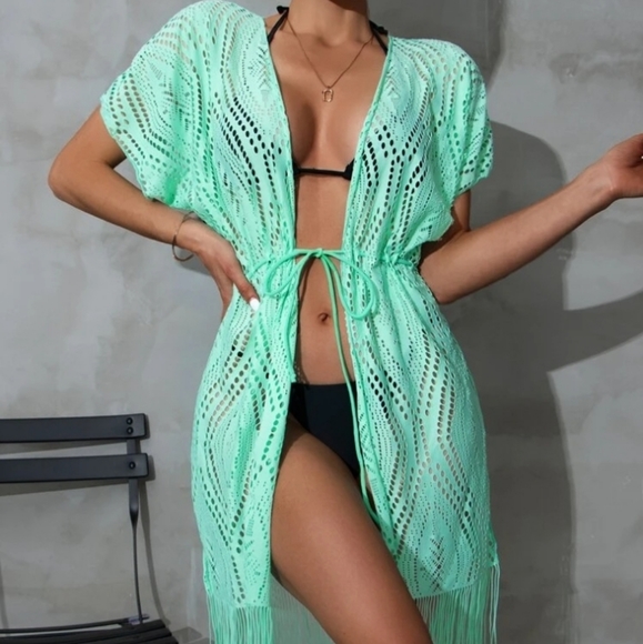Tie Waist Fringe Swim Cover - Picture 5 of 6